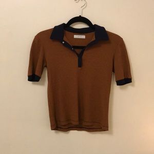 Burnt orange striped polo style shirt